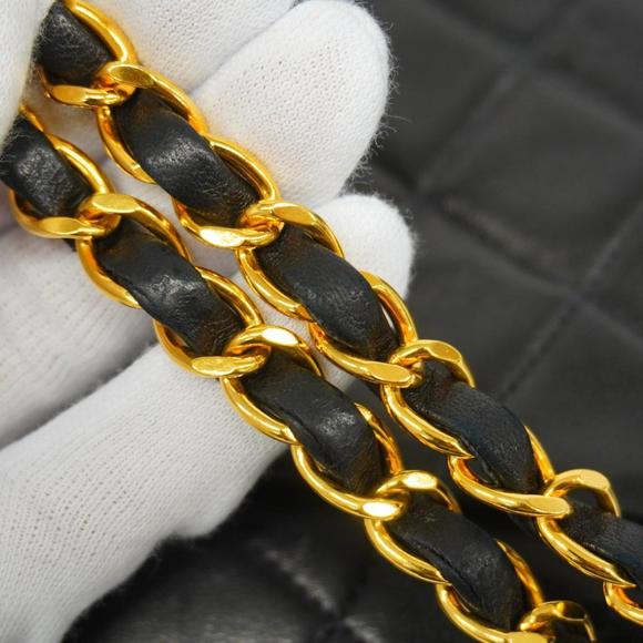 Chanel Shoulder Bag Matelasse W Flap Chain Lambskin Black Gold Hardware Women's - Picture 11 of 13